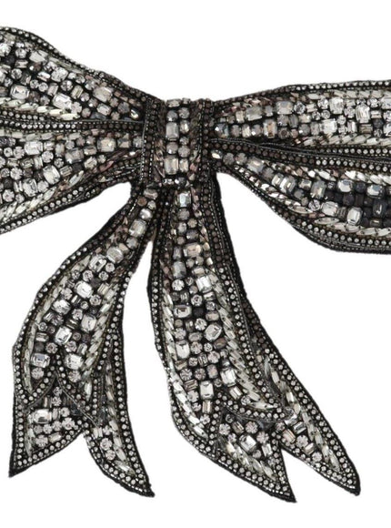 Dolce & Gabbana Silver Crystal Beaded Sequined Catwalk Necklace Bowtie