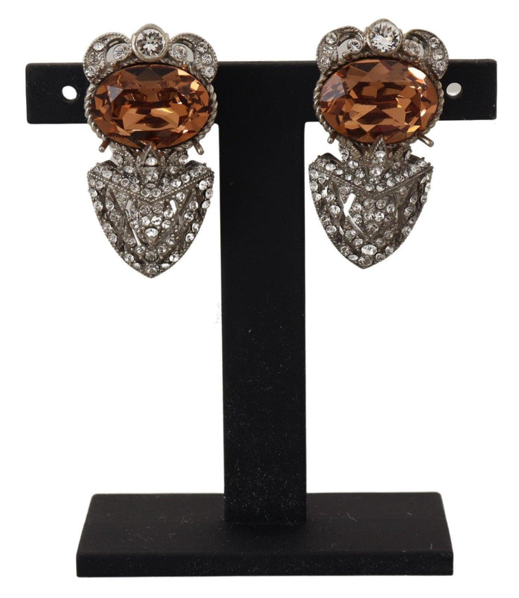 Dolce & Gabbana Silver Crystal Screw Back 925 Sterling Silver Earrings - Ellie Belle