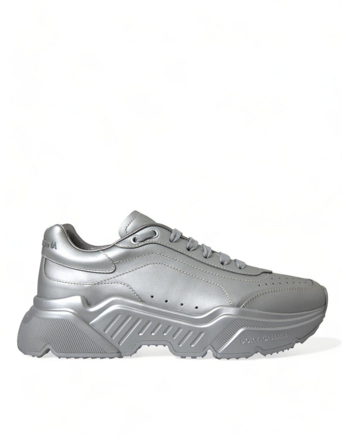 Dolce & Gabbana Silver DAYMASTER Leather Men Casual Sneakers Shoes - Ellie Belle