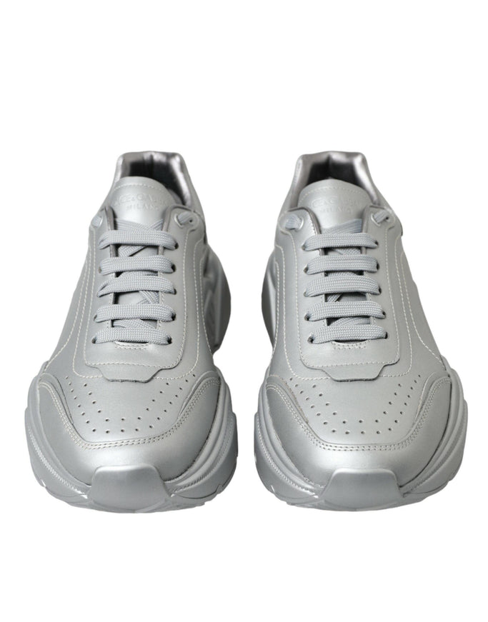 Dolce & Gabbana Silver DAYMASTER Leather Men Casual Sneakers Shoes - Ellie Belle