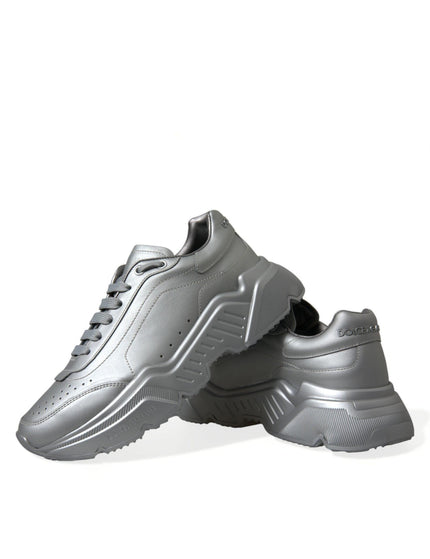Dolce & Gabbana Silver DAYMASTER Leather Men Casual Sneakers Shoes - Ellie Belle