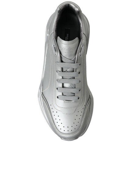 Dolce & Gabbana Silver DAYMASTER Leather Men Casual Sneakers Shoes - Ellie Belle