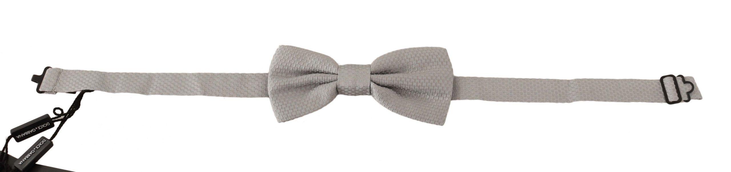 Dolce & Gabbana Silver Gray 100% Silk Adjustable Neck Papillon Bow Tie - Ellie Belle