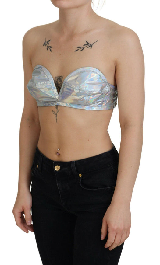 Dolce & Gabbana Silver Holographic Effect Bustier Brassiere Top - Ellie Belle