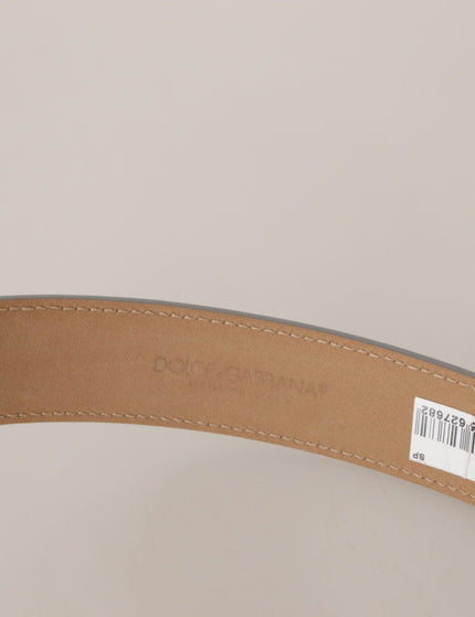 Dolce & Gabbana Silver Leather Gold Tone Logo Metal Buckle Belt - Ellie Belle