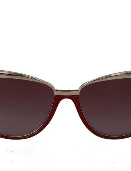 Dolce & Gabbana Silver Metal Maroon Acetate Cat Eye Sunglasses - Ellie Belle