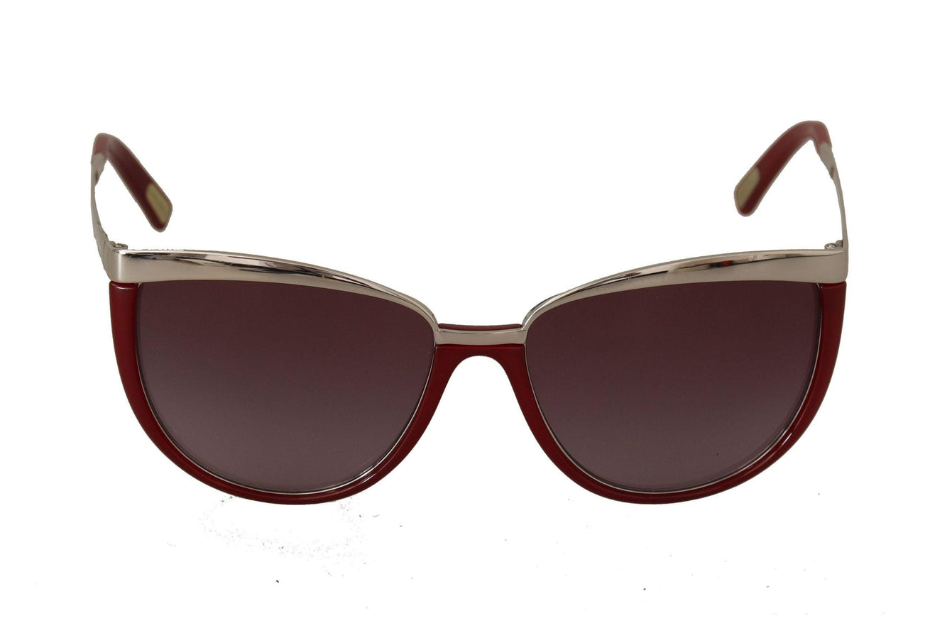 Dolce & Gabbana Silver Metal Maroon Acetate Cat Eye Sunglasses - Ellie Belle