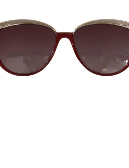 Dolce & Gabbana Silver Metal Maroon Acetate Cat Eye Sunglasses - Ellie Belle
