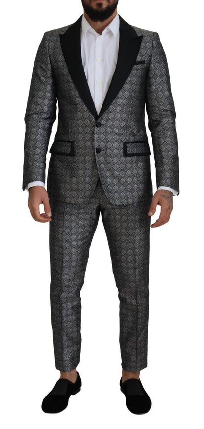 Dolce & Gabbana Silver Patterned Formal 2 Piece MARTINI Suit - Ellie Belle