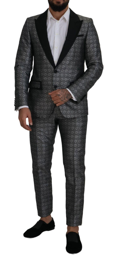 Dolce & Gabbana Silver Patterned Formal 2 Piece MARTINI Suit - Ellie Belle