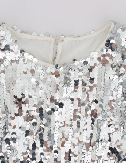 Dolce & Gabbana Silver Sequined Crewneck Blouse T-shirt Top - Ellie Belle