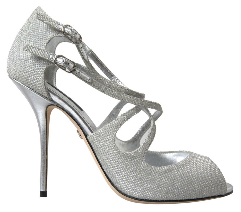 Dolce & Gabbana Silver Shimmers Sandals Heel Pumps Shoes - Ellie Belle