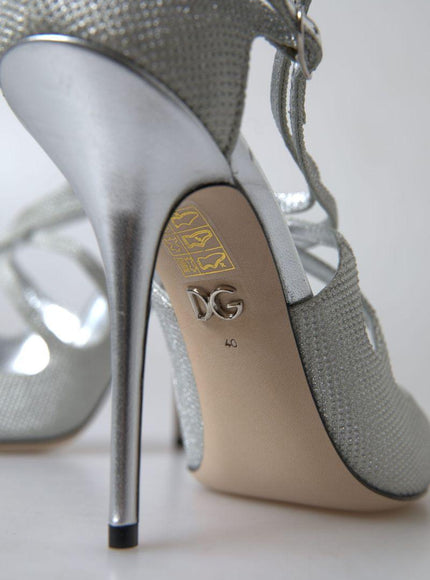 Dolce & Gabbana Silver Shimmers Sandals Heel Pumps Shoes