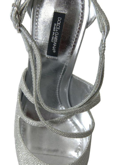 Dolce & Gabbana Silver Shimmers Sandals Heel Pumps Shoes