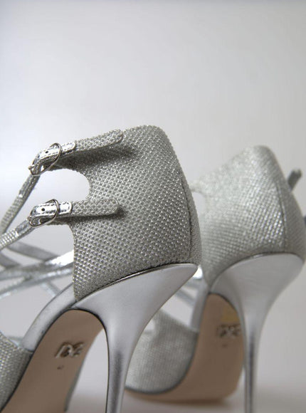 Dolce & Gabbana Silver Shimmers Sandals Heel Pumps Shoes