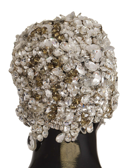Dolce & Gabbana Silver Teardrop Beaded Casque Sequin Turban Headdress - Ellie Belle