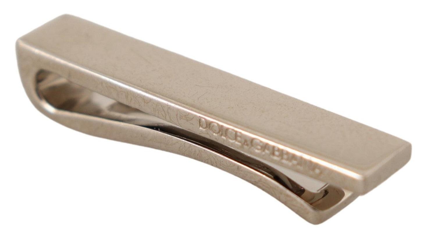 Dolce & Gabbana Silver Tone Metal Brass Branded Men Tie Clip - Ellie Belle