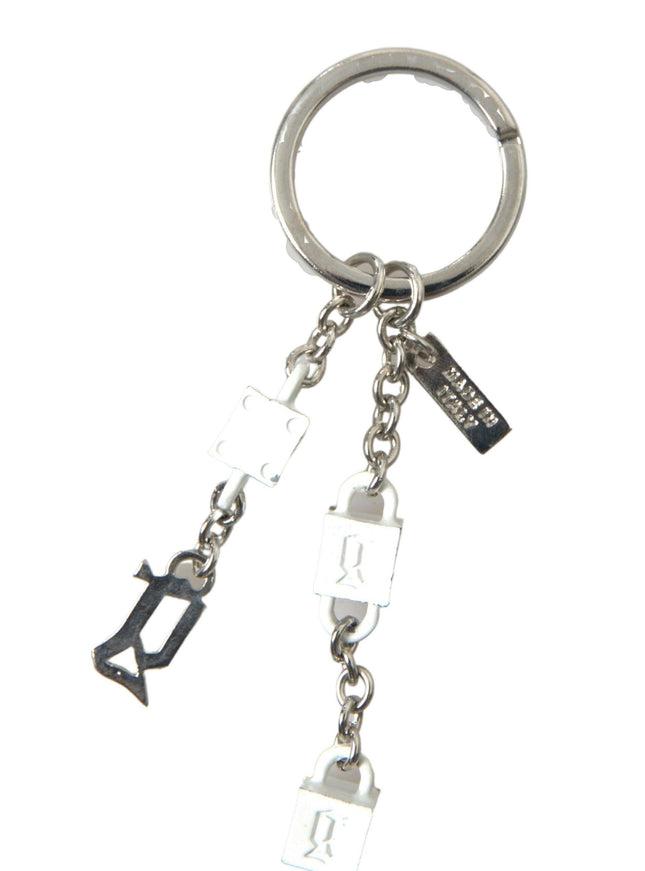 Dolce & Gabbana Silver Tone Metal DG Logo Engraved Keyring Keychain - Ellie Belle
