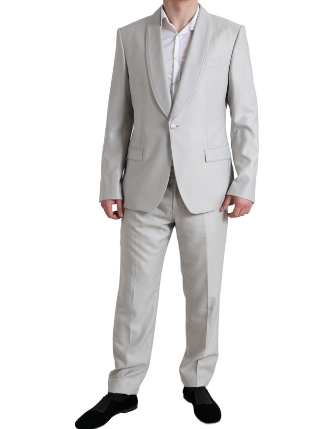 Dolce & Gabbana Silver Wool Silk 2 Piece Slim Fit Suit - Ellie Belle