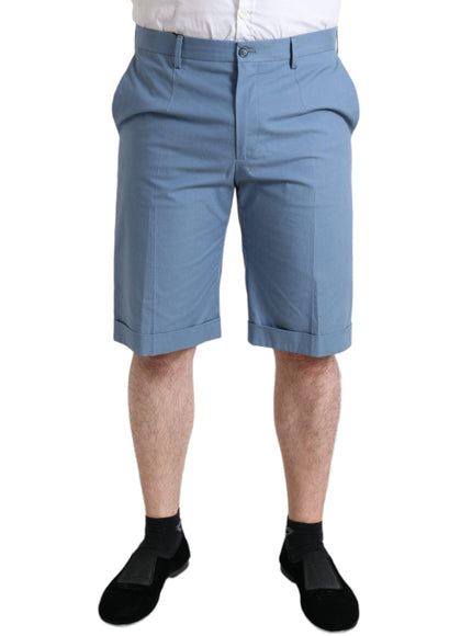 Dolce & Gabbana Sky Blue Cotton Folded Hem Men Bermuda Shorts
