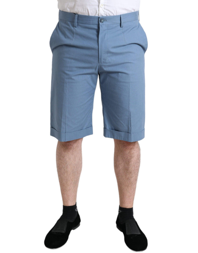 Dolce & Gabbana Sky Blue Cotton Folded Hem Men Bermuda Shorts - Ellie Belle