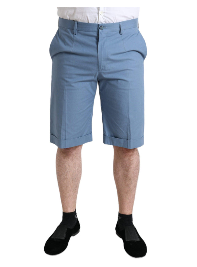 Dolce & Gabbana Sky Blue Cotton Folded Hem Men Bermuda Shorts - Ellie Belle