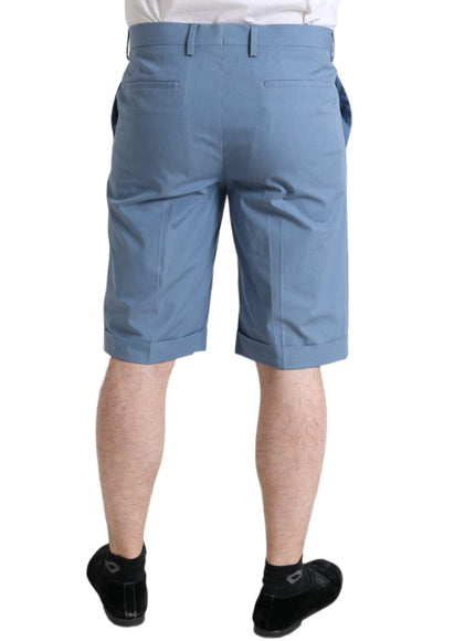 Dolce & Gabbana Sky Blue Cotton Folded Hem Men Bermuda Shorts