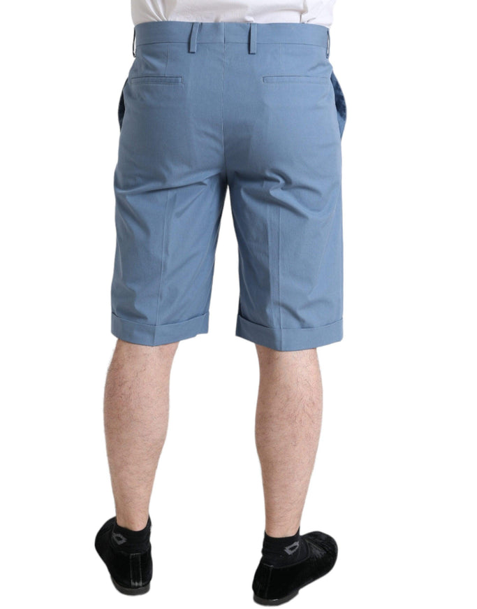 Dolce & Gabbana Sky Blue Cotton Folded Hem Men Bermuda Shorts - Ellie Belle