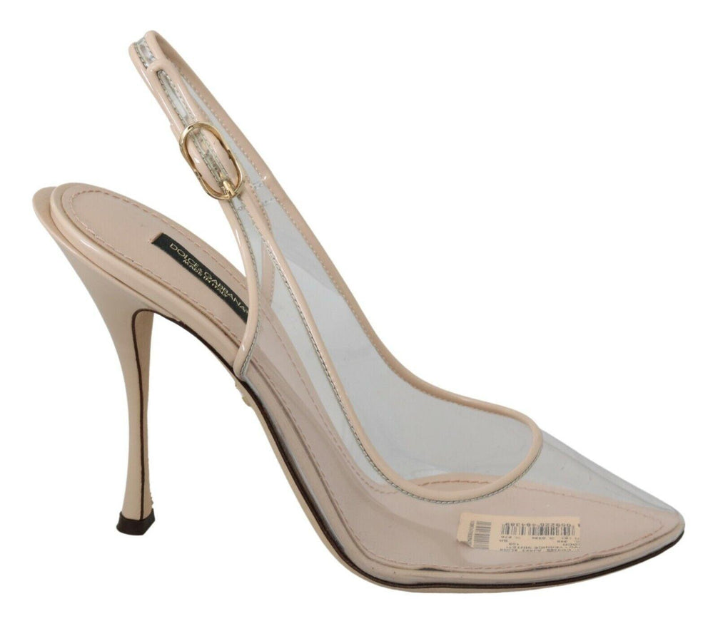 Dolce & Gabbana Slingback PVC Beige Clear High Heels Shoes - Ellie Belle