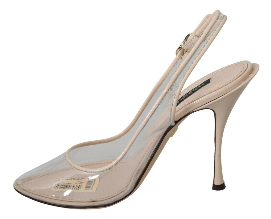 Dolce & Gabbana Slingback PVC Beige Clear High Heels Shoes - Ellie Belle