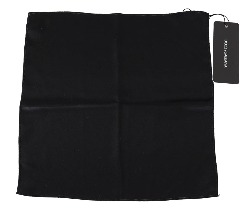 Dolce & Gabbana Solid Black Square Mens Handkerchief - Ellie Belle