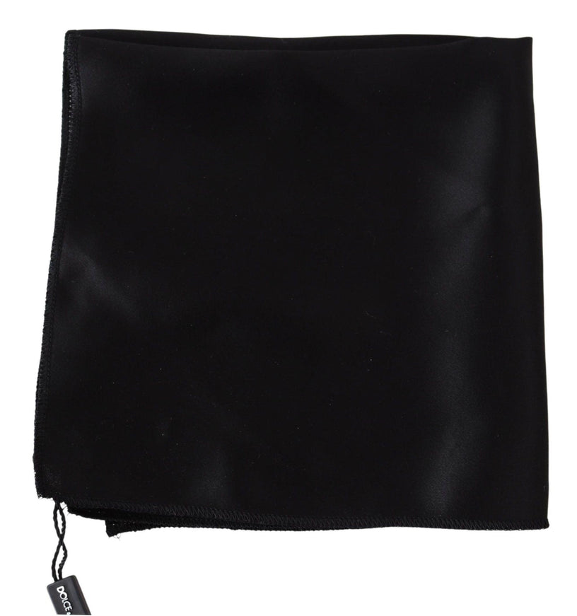 Dolce & Gabbana Solid Black Square Mens Handkerchief - Ellie Belle