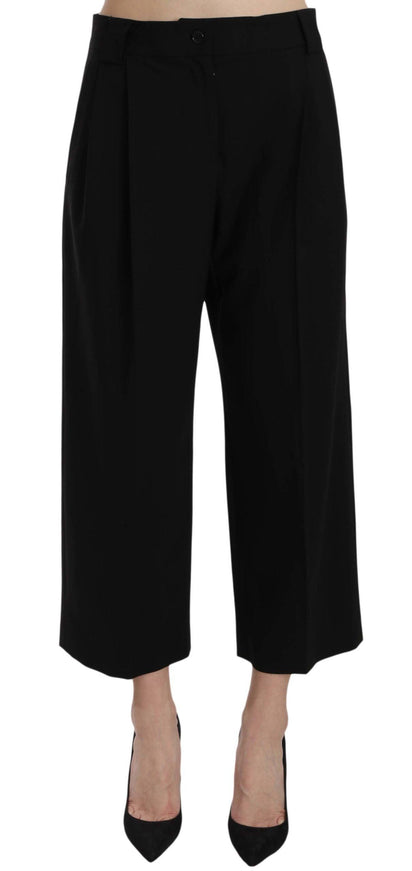 Dolce & Gabbana Solid Black Wide-Leg Pants