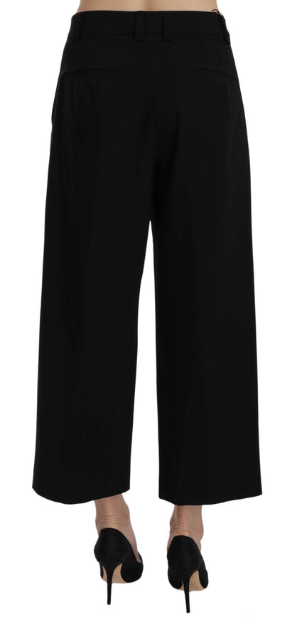 Dolce & Gabbana Solid Black Wide-Leg Pants