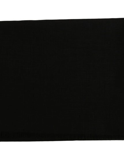 Dolce & Gabbana Solid Black Wool Blend Shawl Wrap 70cm X 200cm Scarf - Ellie Belle