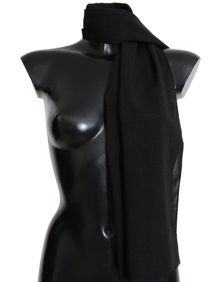 Dolce & Gabbana Solid Black Wool Blend Shawl Wrap 70cm X 200cm Scarf - Ellie Belle