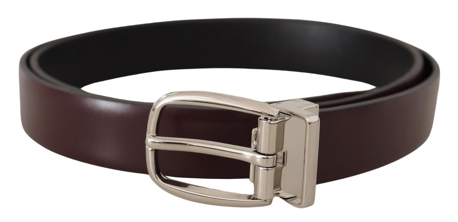 Dolce & Gabbana Solid Brown Leather Silver Metal Belt - Ellie Belle