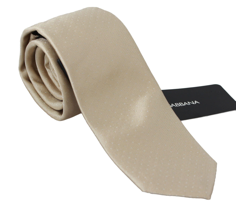 Dolce & Gabbana Solid Light Brown 100% Silk Classic Wide Necktie - Ellie Belle