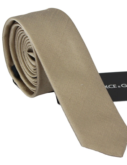 Dolce & Gabbana Solid Light Brown 100% Silk Classic Wide Necktie Tie - Ellie Belle