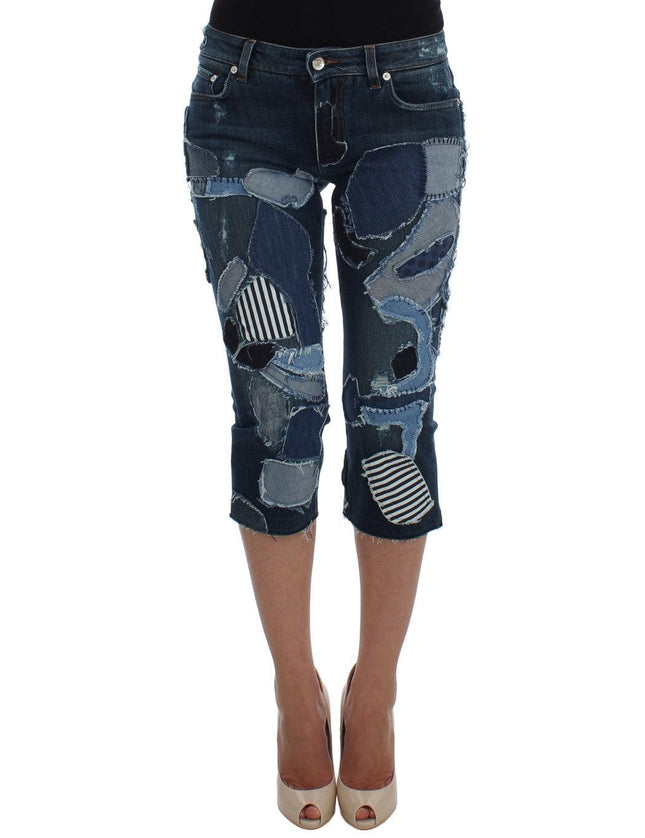 Dolce & Gabbana Stretch Blue Patchwork Jeans Shorts - Ellie Belle