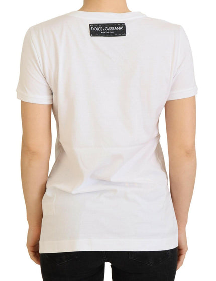 Dolce & Gabbana T-shirt Top White Textured Short Sleeve - Ellie Belle