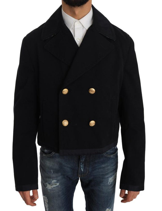 Dolce & Gabbana Trench Blue Cotton Stretch Jacket Coat - Ellie Belle