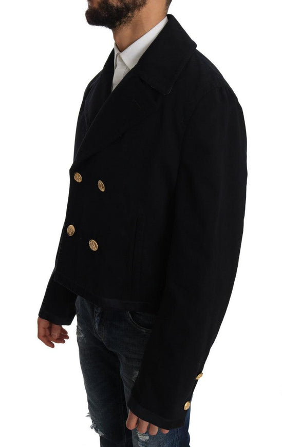 Dolce & Gabbana Trench Blue Cotton Stretch Jacket Coat - Ellie Belle