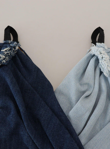 Dolce & Gabbana Two Tone Blue Patchwork Denim Mini Dress