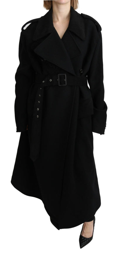 Dolce & Gabbana Virgin Wool Black Blazer Trenchcoat Jacket