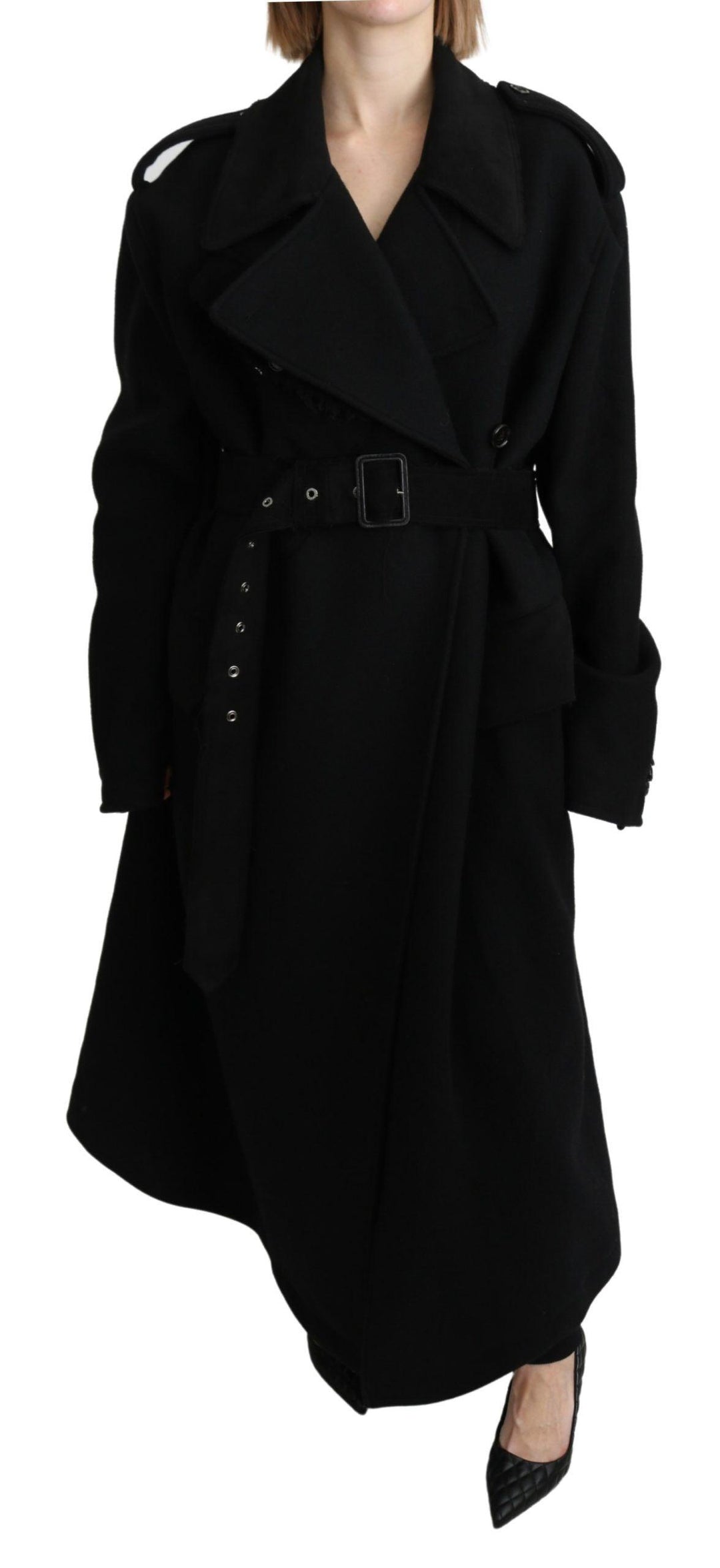 Dolce & Gabbana Virgin Wool Black Blazer Trenchcoat Jacket - Ellie Belle