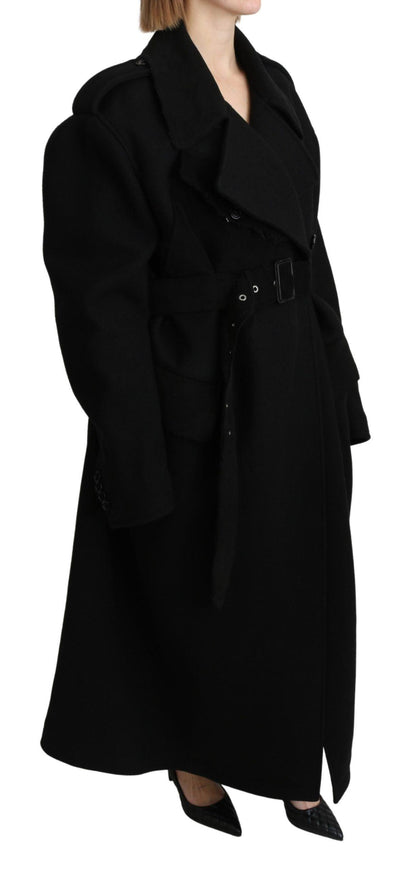 Dolce & Gabbana Virgin Wool Black Blazer Trenchcoat Jacket