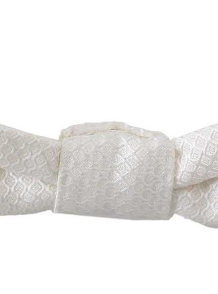 Dolce & Gabbana White 100% Silk Slim Adjustable Neck Papillon Men Tie