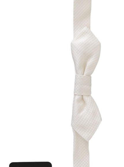 Dolce & Gabbana White 100% Silk Slim Adjustable Neck Papillon Men Tie