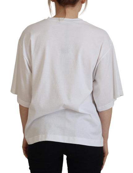 Dolce & Gabbana White 90's Fashion Round Neck Cotton T-shirt - Ellie Belle